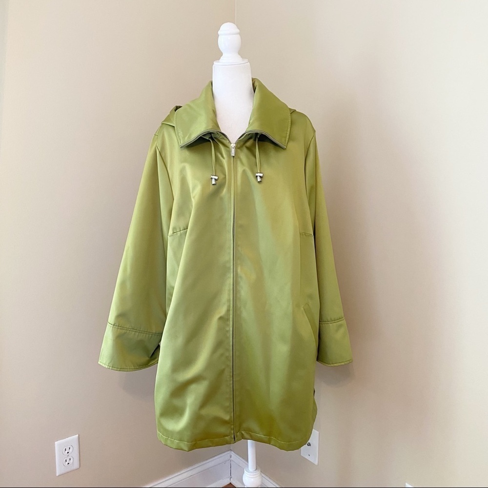 Dennis Basso Green Zip Hooded Jacket - 2X